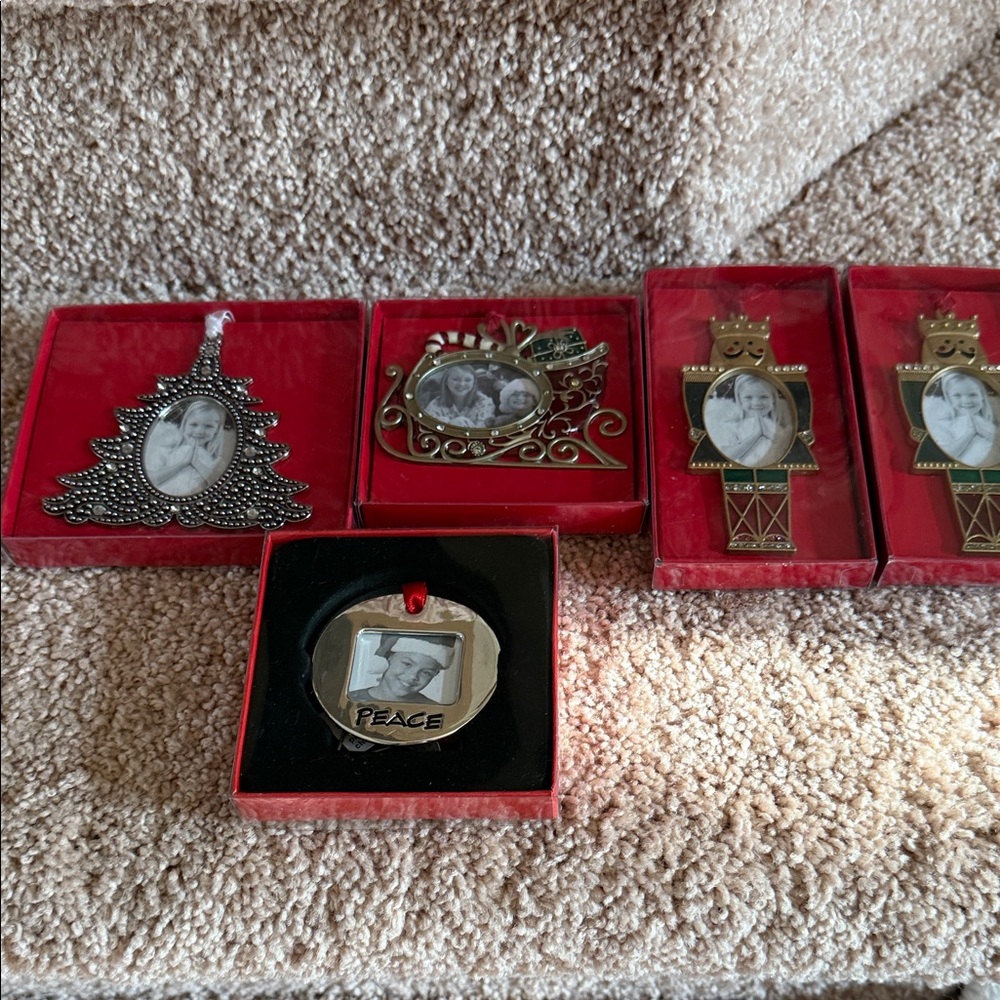Elegant Holiday Photo Frame Ornaments Set